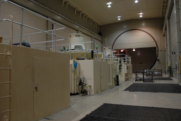 Main pumps in mainstream pump station 300 ft below ground.